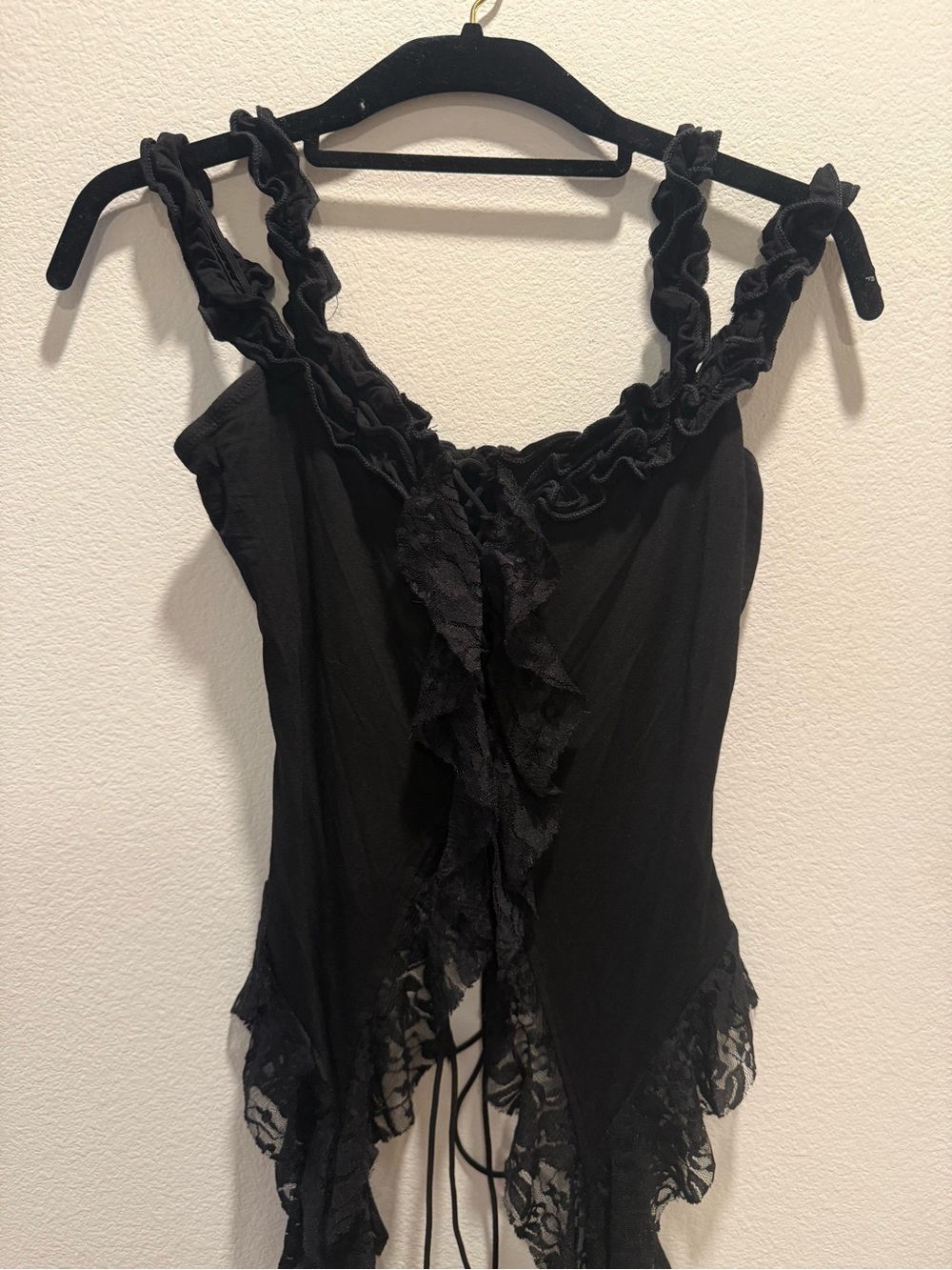 Black Gothic Fairycore Lace Handkerchief Hem Corset Style Tank - Picture 11 of 15